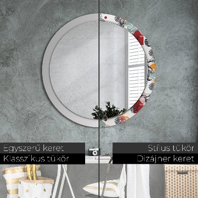 Miroir rond avec décoration Abstraction avec des oiseaux