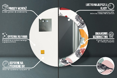 Miroir rond avec décoration Abstraction avec des oiseaux