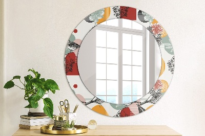 Miroir rond avec décoration Abstraction avec des oiseaux
