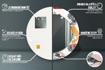 Miroir rond avec décoration Abstraction avec des oiseaux