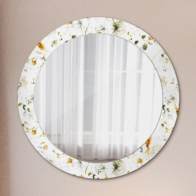 Miroir rond avec décoration Fleurs sauvages