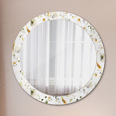 Miroir rond avec décoration Fleurs sauvages