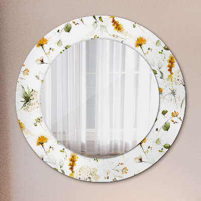 Miroir rond avec décoration Fleurs sauvages