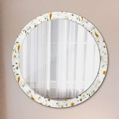Miroir rond avec décoration Fleurs sauvages