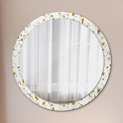 Miroir rond avec décoration Fleurs sauvages