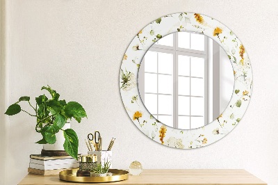 Miroir rond avec décoration Fleurs sauvages