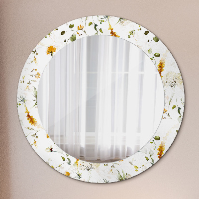 Miroir rond avec décoration Fleurs sauvages