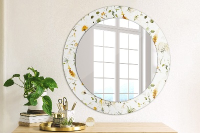 Miroir rond avec décoration Fleurs sauvages