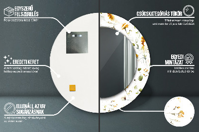 Miroir rond avec décoration Fleurs sauvages