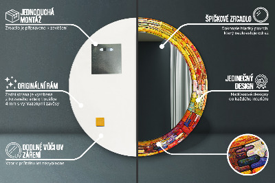Miroir rond imprimé Vitraux colorés