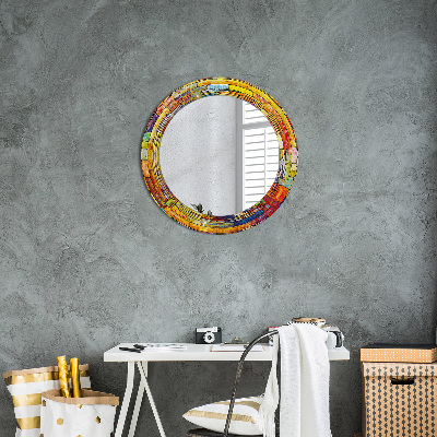 Miroir rond imprimé Vitraux colorés