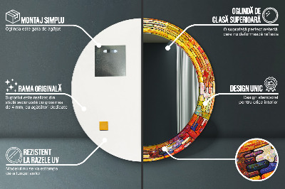 Miroir rond imprimé Vitraux colorés