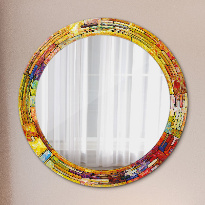 Miroir rond imprimé Vitraux colorés