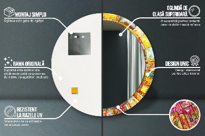 Miroir rond imprimé Vitraux colorés