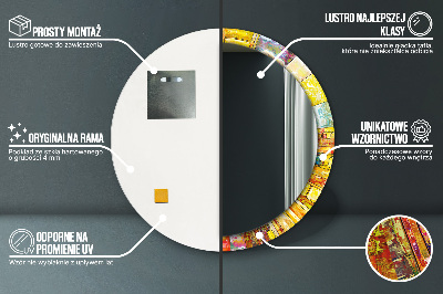 Miroir rond imprimé Vitraux colorés