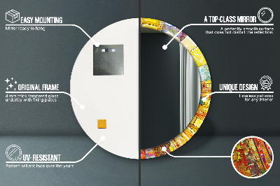 Miroir rond imprimé Vitraux colorés
