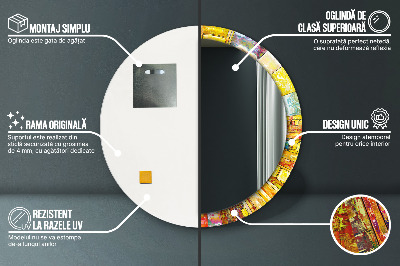 Miroir rond imprimé Vitraux colorés
