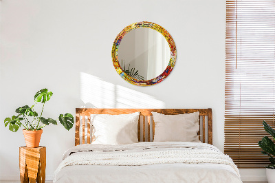 Miroir rond imprimé Vitraux colorés