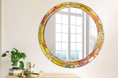 Miroir rond imprimé Vitraux colorés