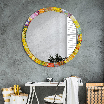 Miroir rond imprimé Vitraux colorés