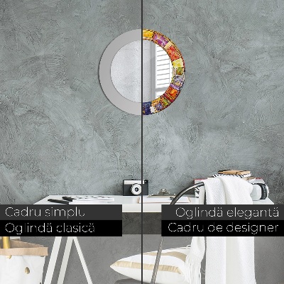 Miroir rond imprimé Vitraux colorés