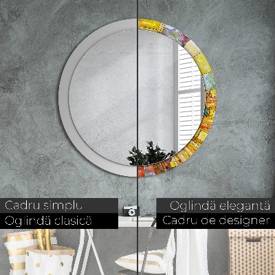 Miroir rond imprimé Vitraux colorés