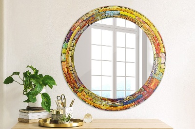Miroir rond imprimé Vitraux colorés