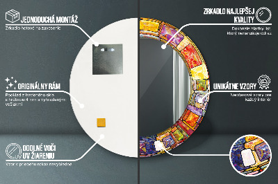 Miroir rond imprimé Vitraux colorés