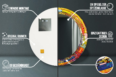 Miroir rond imprimé Vitraux colorés