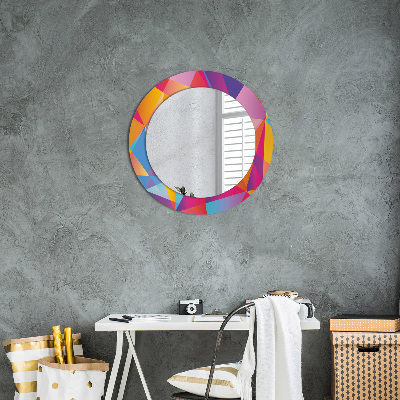 Miroir rond avec décoration Composition géométrique