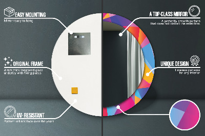 Miroir rond avec décoration Composition géométrique