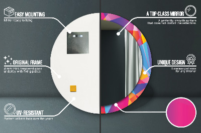 Miroir rond avec décoration Composition géométrique