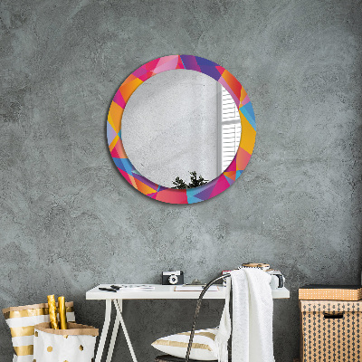 Miroir rond avec décoration Composition géométrique