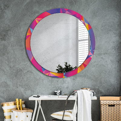 Miroir rond avec décoration Composition géométrique