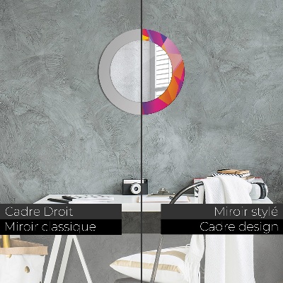 Miroir rond avec décoration Composition géométrique