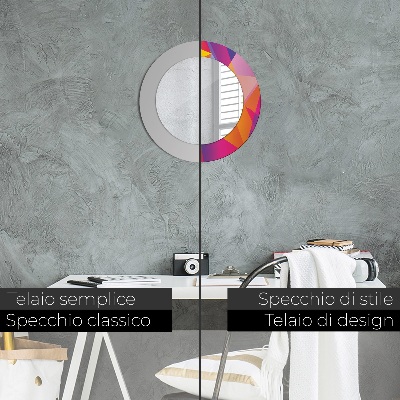 Miroir rond avec décoration Composition géométrique