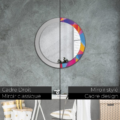 Miroir rond avec décoration Composition géométrique