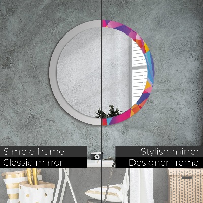 Miroir rond avec décoration Composition géométrique