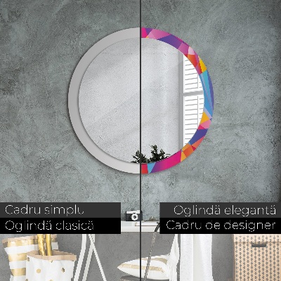 Miroir rond avec décoration Composition géométrique