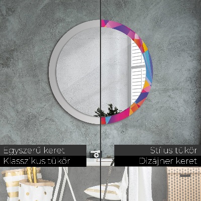 Miroir rond avec décoration Composition géométrique