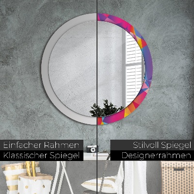 Miroir rond avec décoration Composition géométrique