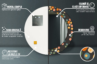 Miroir rond imprimé Points de fleurs