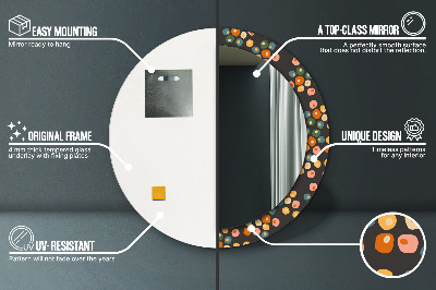 Miroir rond imprimé Points de fleurs