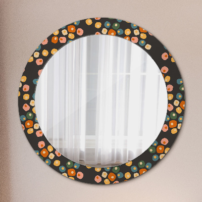 Miroir rond imprimé Points de fleurs