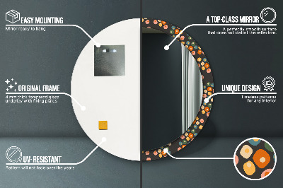 Miroir rond imprimé Points de fleurs