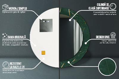 Miroir rond avec décoration Feuilles dorées délicates