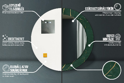 Miroir rond avec décoration Feuilles dorées délicates