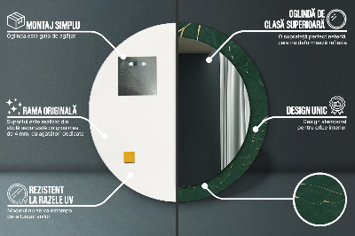 Miroir rond avec décoration Feuilles dorées délicates