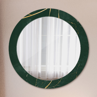 Miroir rond avec décoration Feuilles dorées délicates