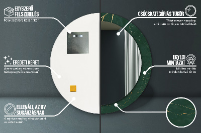 Miroir rond avec décoration Feuilles dorées délicates